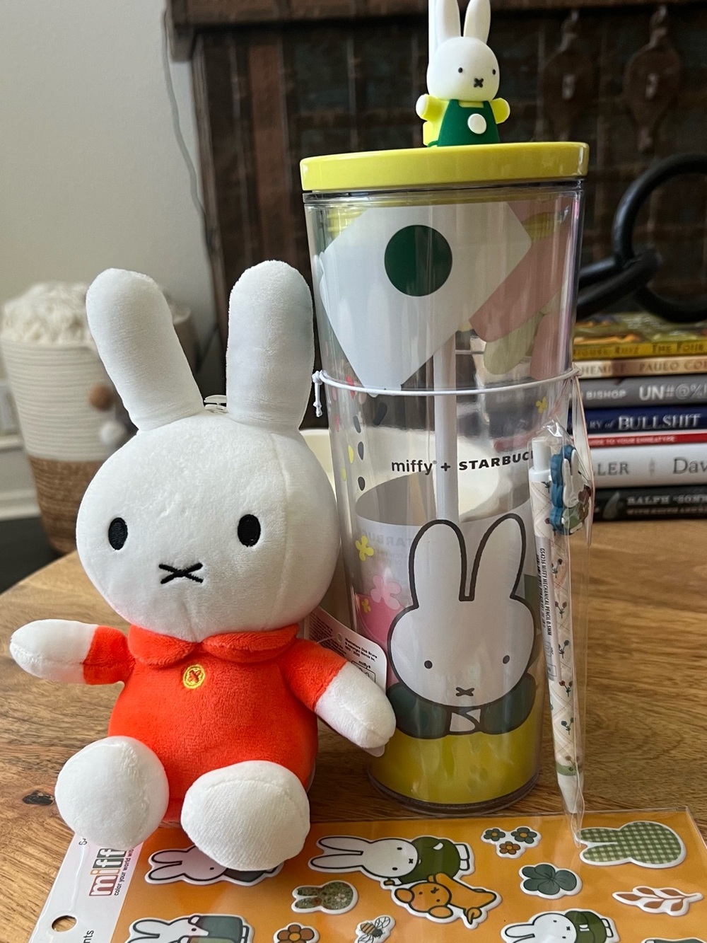Miffy x Starbucks Yellow Bunny Tumbler & Orange Miffy Plush Toy bundle